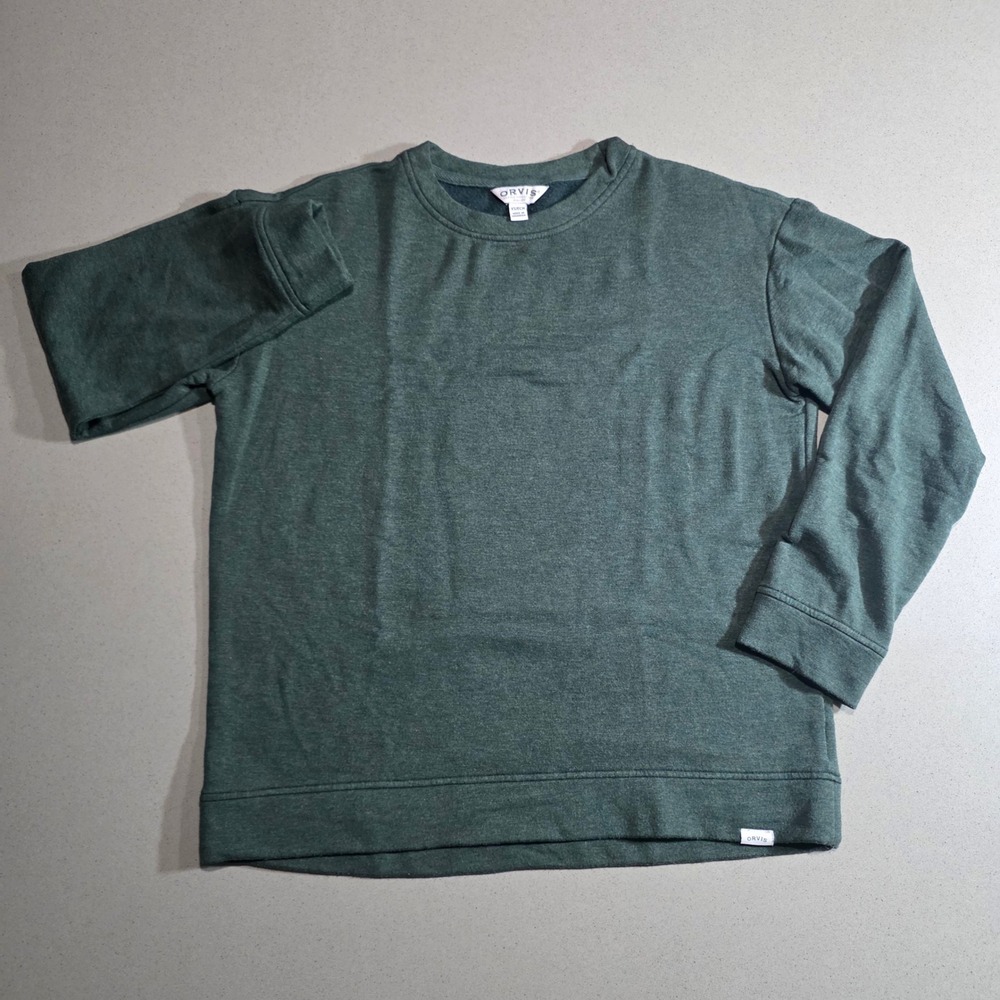 Orvis Women Green Heathered Modal Blend Crewneck Sweatshirt XS